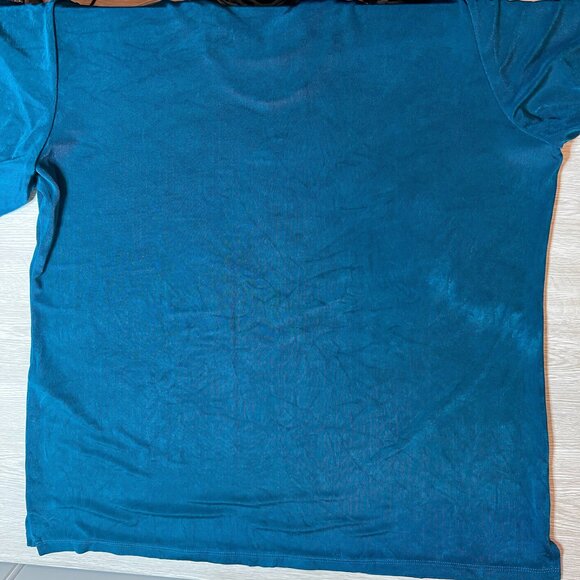 Chico's Travelers Blouse Womens L Teal Blue Green V-Neck 3/4 Sleeve - Picture 14 of 16